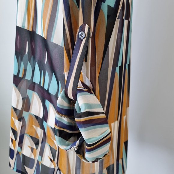 Esprit Women's Sheer Abstract Print Blouse Size M - Picture 4 of 10